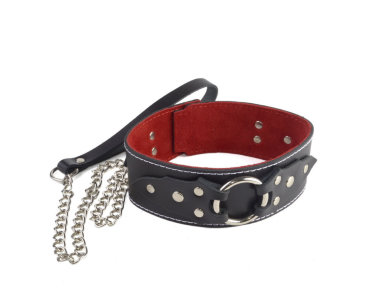 Кожаный ошейник с велюровой подкладкой и поводком — Твой Каприз
