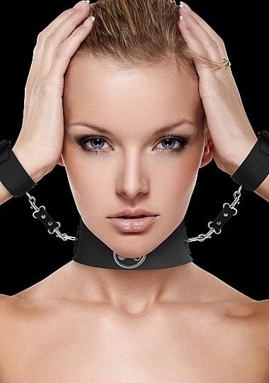 Ошейник с наручниками OUCH! Black — Твой Каприз