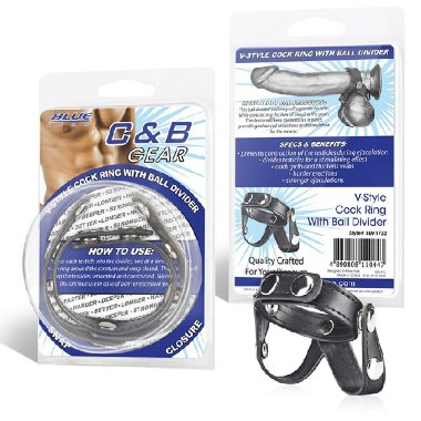 Кольцо на пенис с разделителем мошонки из искусственной кожи на клепках V-STYLE COCK RING BLM1722 — Твой Каприз