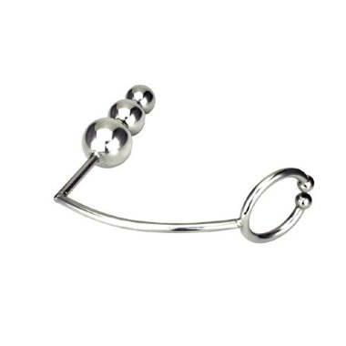 Массивный металлический массажер простаты с кольцом на пенис — Твой Каприз