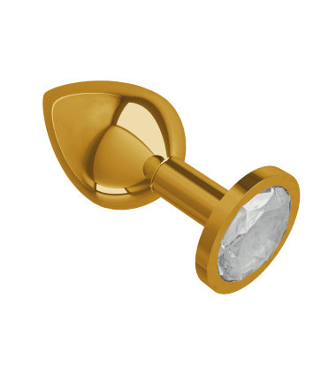 Золотая анальная втулка Gold с кристаллом DD — Твой Каприз
