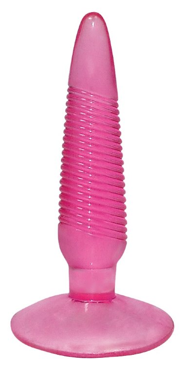 Розовая ребристая анальная пробка 12,7 см — Твой Каприз