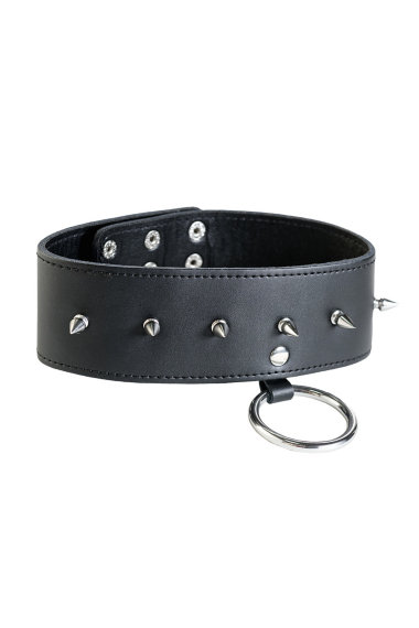 Кожаный ошейник с шипами TOYFA Theatre — Твой Каприз