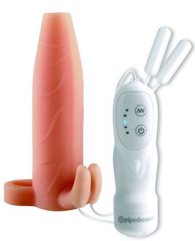 Насадка увеличитель Duo Clit Climax-Her с кольцом на мошонку со стимулятором клитора телесная с вибра — Твой Каприз