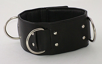 Ошейник с подкладкой широкий черный с 3-мя D-кольцами (AS-GC10334-1B) — Твой Каприз