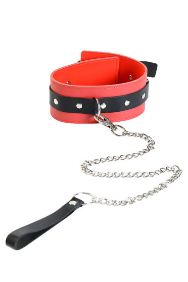 Кожаный ошейник с поводком TOYFA Theatre — Твой Каприз