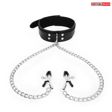 Оригинальный бдсм ошейник с зажимами для сосков — Твой Каприз