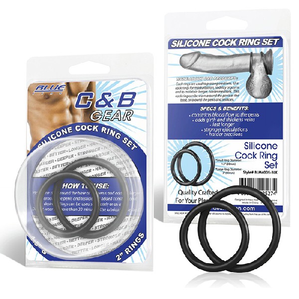 Набор из двух черных силиконовых колец разного диаметра SILICONE COCK RING SET фото 1 — Твой Каприз