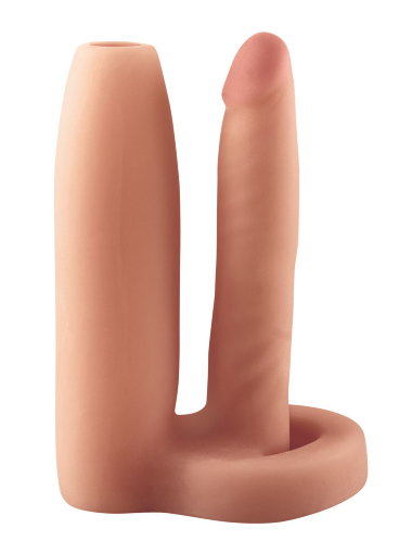 Насадка увеличитель для двойного проникновения с кольцом на мошонку — Твой Каприз