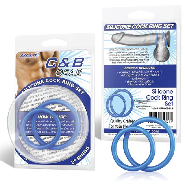 Набор из двух голубых силиконовых колец разного диаметра SILICONE COCK RING SET фото 1 — Твой Каприз