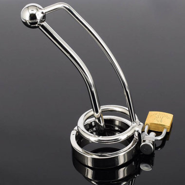 Стальной пояс верности открытого типа с уретральным катетером — Твой Каприз