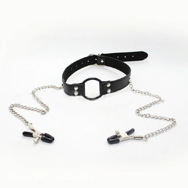 О-кляп с зажимами для сосков — Твой Каприз