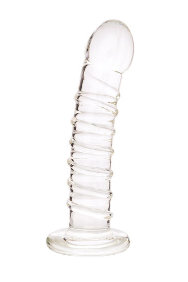 Фаллос со спиралевидным рельефом из прозрачного стекла — Твой Каприз