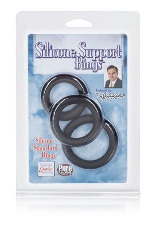Набор из 3-х эрекционных колец Dr. Joel Kaplan Silicone Support Rings черные — Твой Каприз
