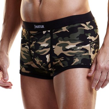 Камуфляжные-хаки мужские боксеры HUSTLER на узкой резинке — Твой Каприз
