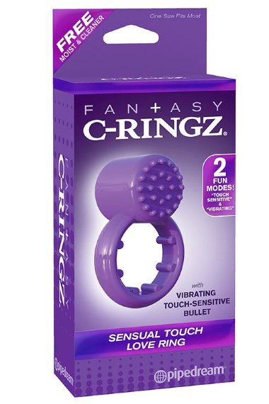 Эрекционное кольцо Sensual Touch Love Ring фиолетовое с вибрацией — Твой Каприз