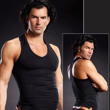 Черная борцовка с V-образным вырезом — Твой Каприз