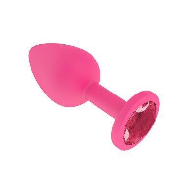 Анальная силиконовая розовая втулка с ярким кристаллом DD — Твой Каприз