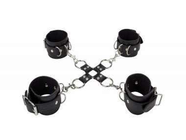 Комплект для бандажа руки ноги Leather Hand And Legcuffs Black — Твой Каприз