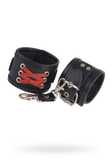 Наручники с контрастной шнуровкой из красных лаковых лент — Твой Каприз