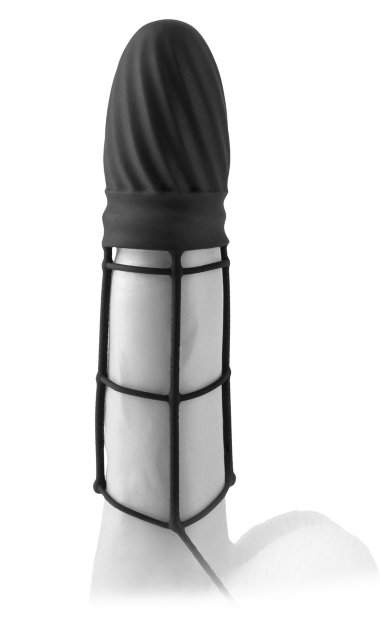 Насадка удлинитель Silicone Gladiator Extension с кольцом на мошонку черная — Твой Каприз