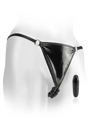 Вибростимулятор клитора Beaded Panties с трусиками черный — Твой Каприз