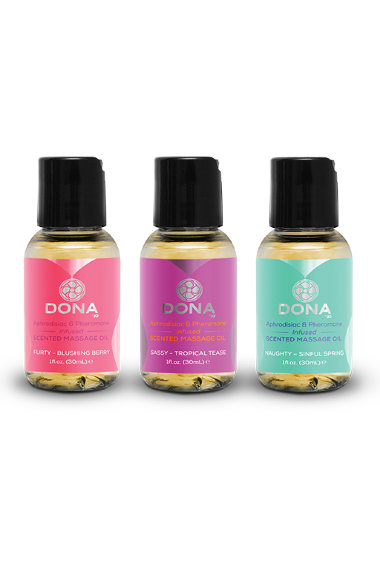 Подарочный набор массажных масел с феромонами и афродизиаками «DONA» — Твой Каприз
