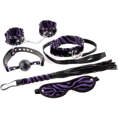 Набор для бондажа Series Animal Instinct 5-Piece Bondage Kit черный с фиолетовым — Твой Каприз