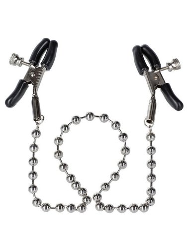 Зажимы на соски Nipple Clamps Silver Beaded с цепью металлические — Твой Каприз